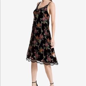 Max Studio London Floral Print Lace Trim Dress
